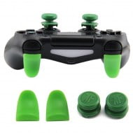Extended Trigger R2 L2 Green & FPS Grips Caps Green - PS4 Controller