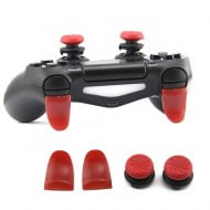 Extended Trigger R2 L2 Red & FPS Grips Caps Red Vortex - PS4 Controller