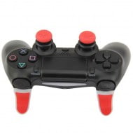 Extended Trigger R2 L2 Red / White & FPS Grips Caps Red - PS4 Controller
