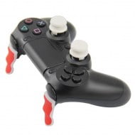 Extended Trigger R2 L2 Red / White & FPS Grips Caps White Skull - PS4 Controller