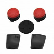 Extended Triggers R2 L2 Black & FPS Grips Caps Red - PS5 Controller