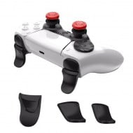 Extended Triggers R2 L2 Black & FPS Grips Caps Red - PS5 Controller