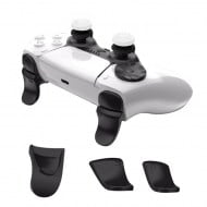 Extended Triggers R2 L2 Black & FPS Grips Caps White - PS5 Controller