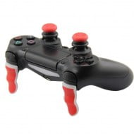 Extended Triggers R2 L2 Red / White & FPS Grips Caps Red Vortex - PS4 Controller
